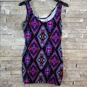 Bright- Multicolor Geometric Print Women's Tank Dress
